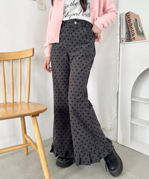 裾フリルドットコーデュロイパンツ | SL2256095 | グレー