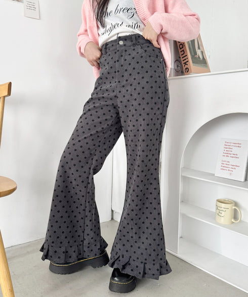 裾フリルドットコーデュロイパンツ | SL2256095 | グレー