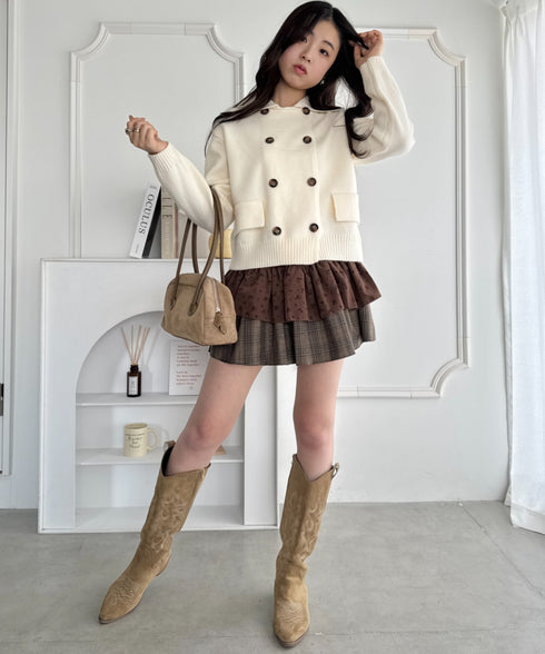 ダブルボタン襟付きニットカーディガン | SL2254001 | アイボリー