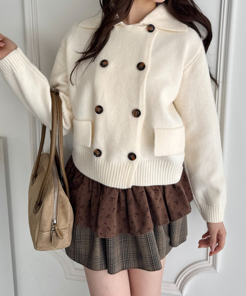 ダブルボタン襟付きニットカーディガン | SL2254001 | アイボリー