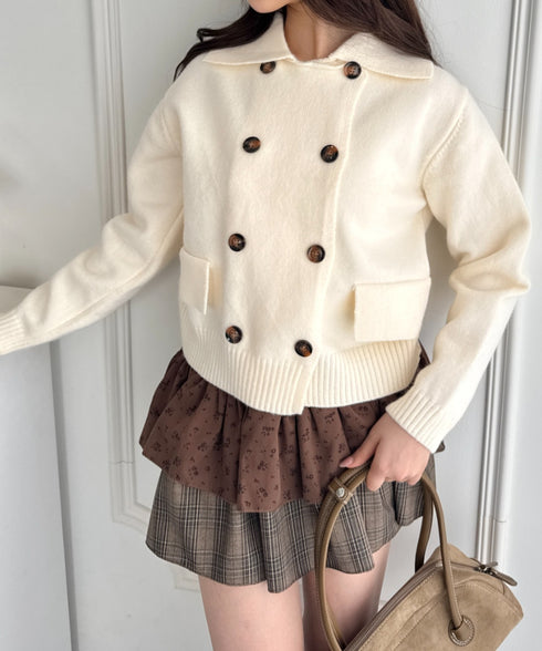 ダブルボタン襟付きニットカーディガン | SL2254001 | アイボリー