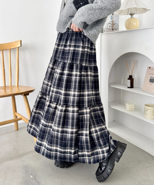 チェックティアードロングスカート | SL2256096 | ネイビー