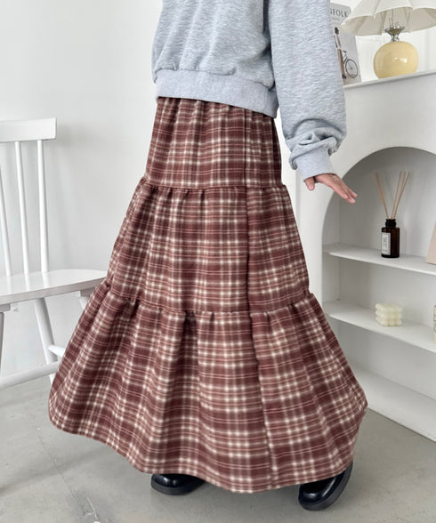 チェックティアードロングスカート | SL2256096 | ブラウン