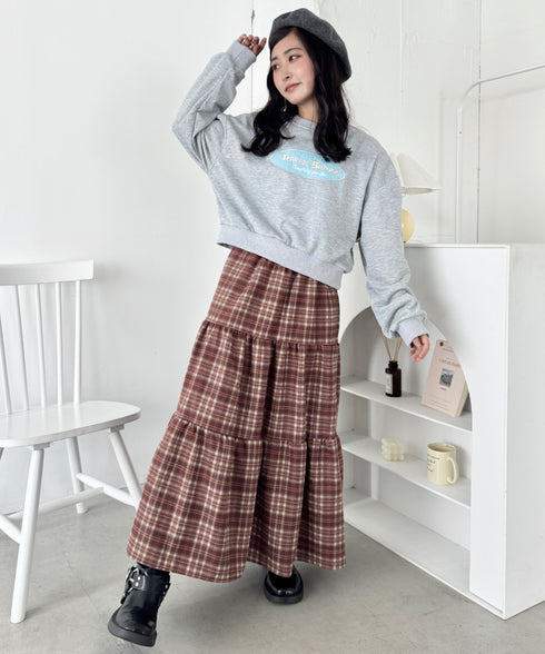 チェックティアードロングスカート | SL2256096 | ブラウン