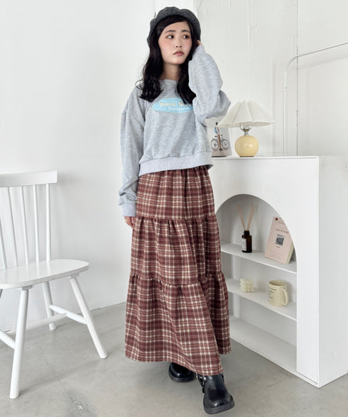 チェックティアードロングスカート | SL2256096 | ブラウン
