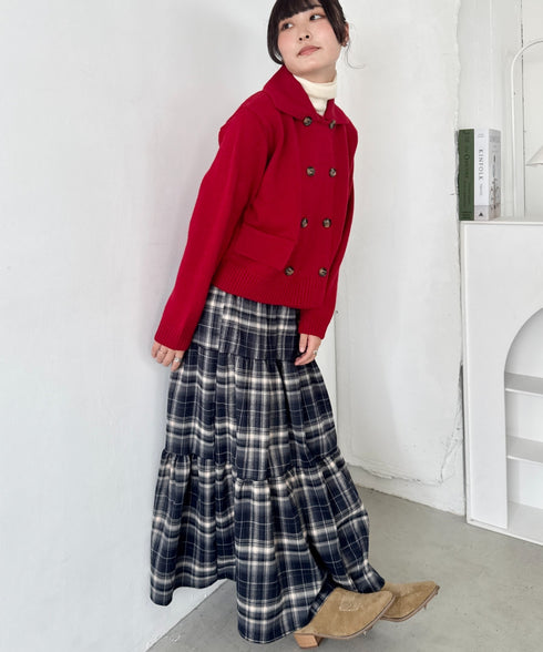 チェックティアードロングスカート | SL2256096 | ネイビー