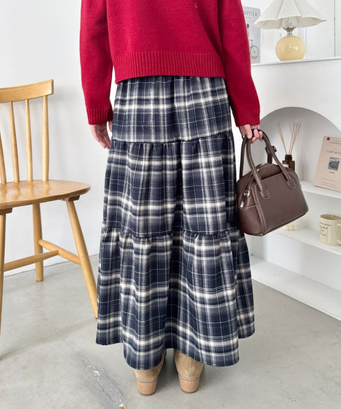 チェックティアードロングスカート | SL2256096 | ネイビー