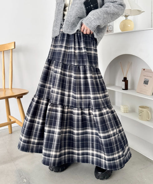 チェックティアードロングスカート | SL2256096 | ネイビー