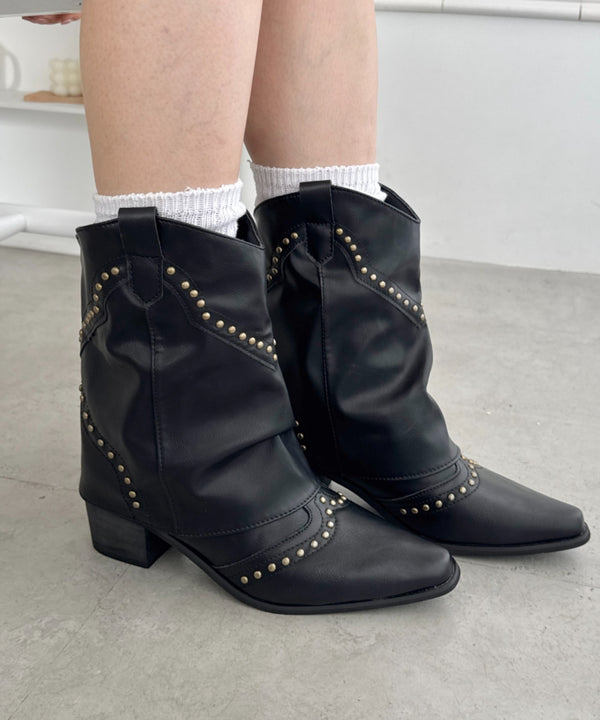 スタッズゲートルミドルブーツ | SL3256097 | ブラック