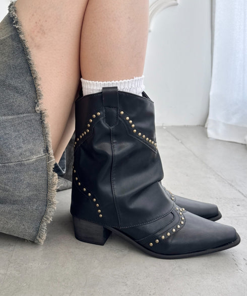 スタッズゲートルミドルブーツ | SL3256097 | ブラック