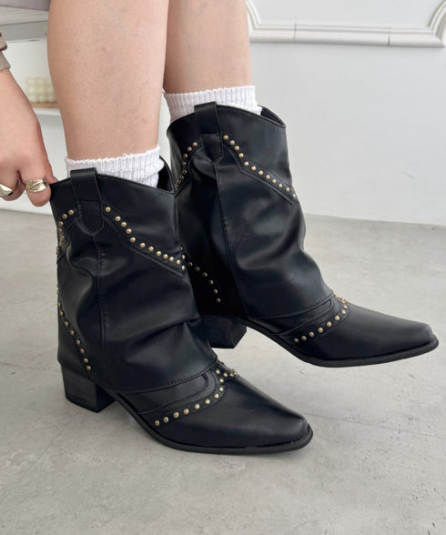 スタッズゲートルミドルブーツ | SL3256097 | ブラック