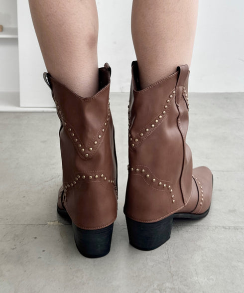 スタッズゲートルミドルブーツ | SL3256097 | ブラウン
