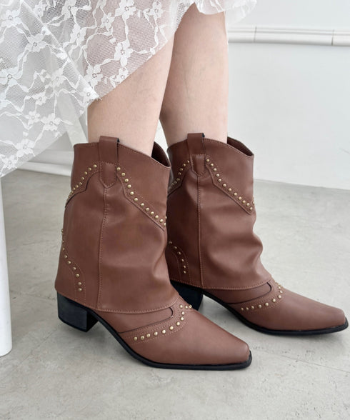 スタッズゲートルミドルブーツ | SL3256097 | ブラウン