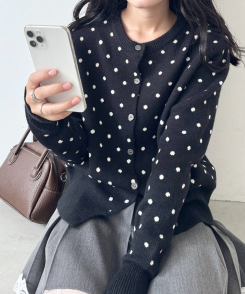 ドットニットカーディガントップス | SL2256100 | ブラック