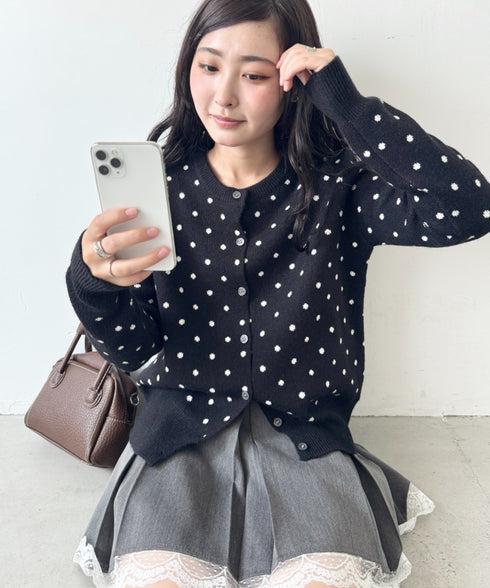 ドットニットカーディガントップス | SL2256100 | ブラック