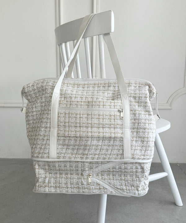 【拡張型】ツイード風トラベルボストンバッグ | WR1256002 | ホワイト