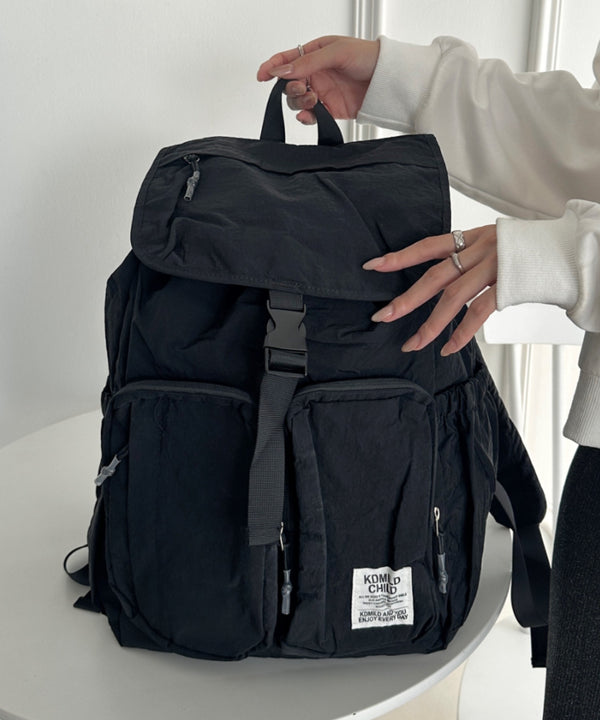 【A4収納可】多ポケットフラップバックパック | WR1256005 | ブラック