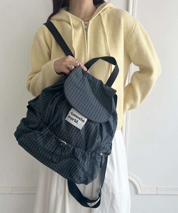 【A4収納可能】チェック柄マルチポケットリュック | WR1256006 | ネイビー