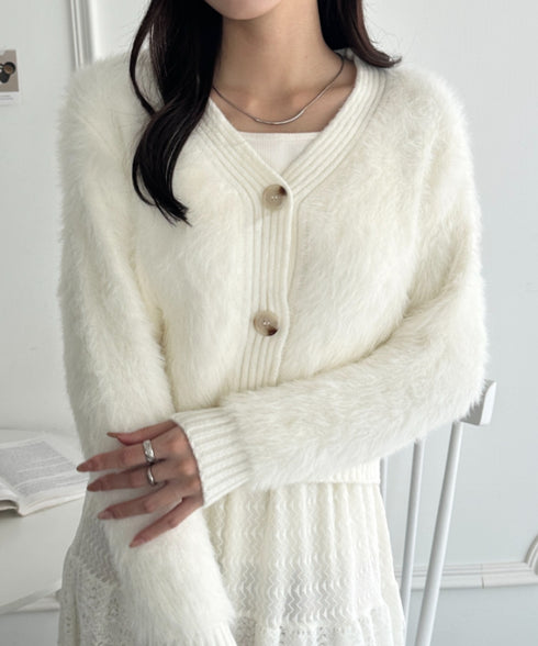 シャギーニットショートカーディガン | WR2256009 | アイボリー