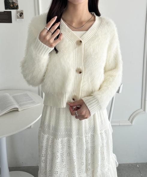 シャギーニットショートカーディガン | WR2256009 | アイボリー