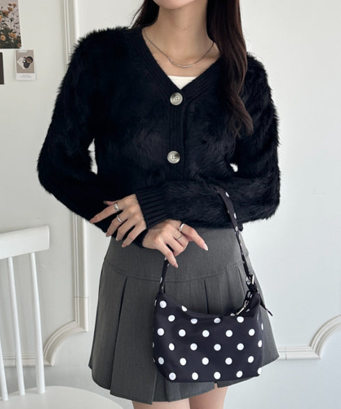 シャギーニットショートカーディガン | WR2256009 | ブラック