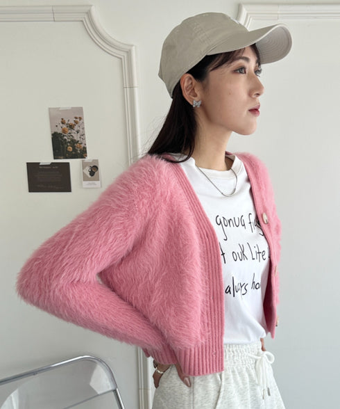 シャギーニットショートカーディガン | WR2256009 | ピンク