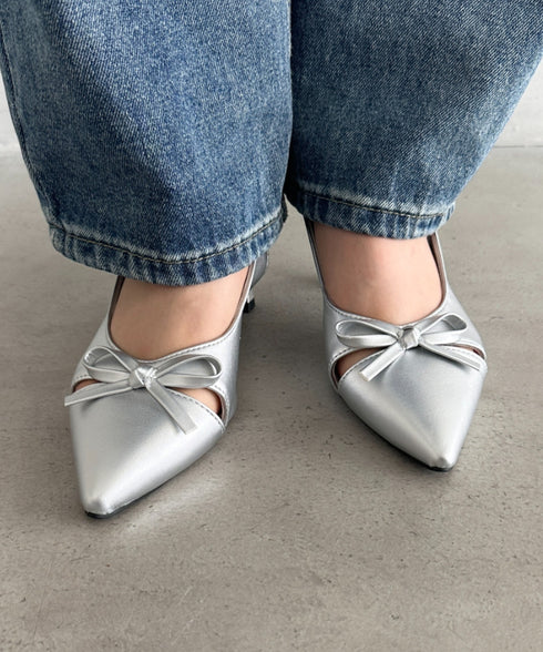 ピンヒールリボンパンプス | MD3256002 | シルバー