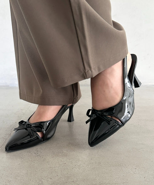 ピンヒールリボンパンプス | MD3256002 | ブラック