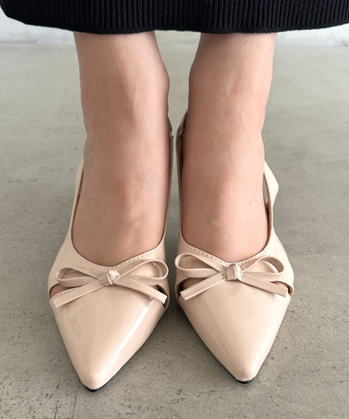 ピンヒールリボンパンプス | MD3256002 | ベージュ