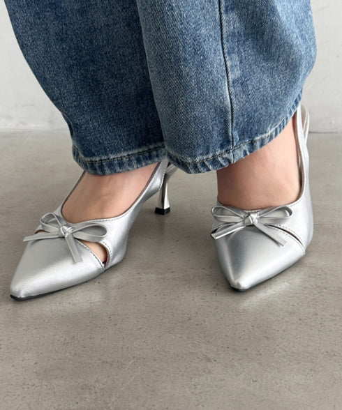 ピンヒールリボンパンプス | MD3256002 | シルバー