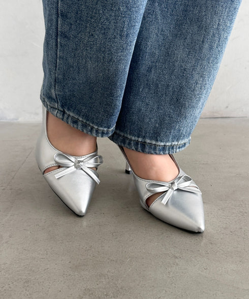 ピンヒールリボンパンプス | MD3256002 | シルバー