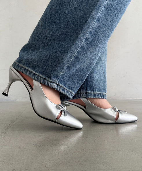 ピンヒールリボンパンプス | MD3256002 | シルバー