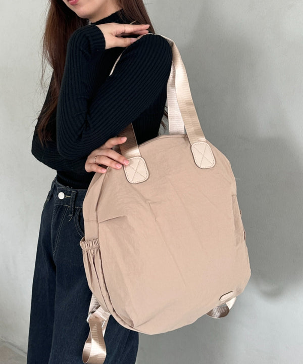 大容量 3WAY丸形バックパック マザーズバッグ トートバッグ | MD1256006 | ベージュ