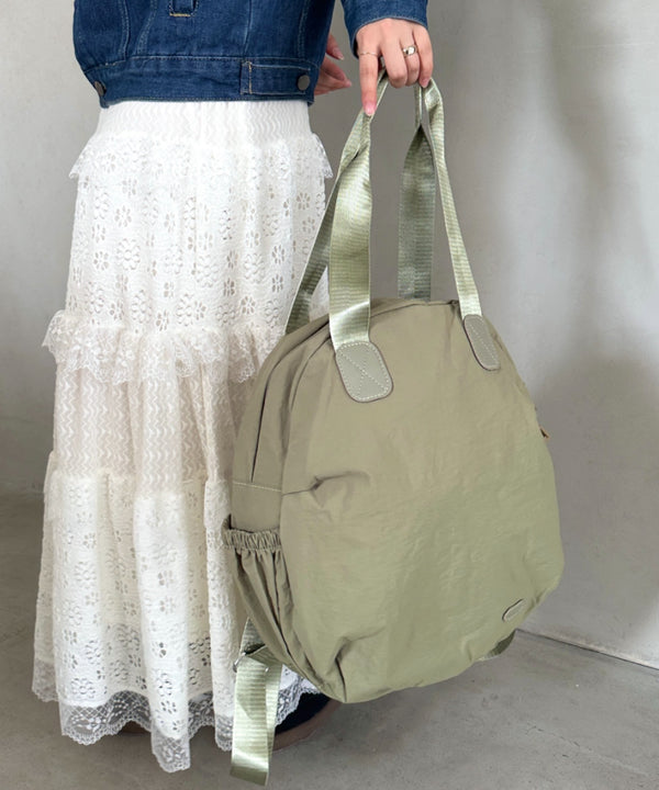 大容量 3WAY丸形バックパック マザーズバッグ トートバッグ | MD1256006 | カーキ