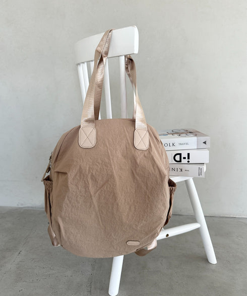 大容量 3WAY丸形バックパック マザーズバッグ トートバッグ | MD1256006 | ベージュ