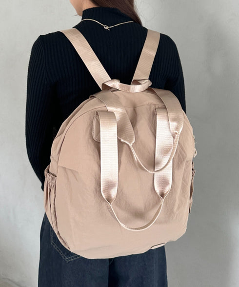 大容量 3WAY丸形バックパック マザーズバッグ トートバッグ | MD1256006 | ベージュ