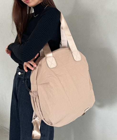 大容量 3WAY丸形バックパック マザーズバッグ トートバッグ | MD1256006 | ベージュ