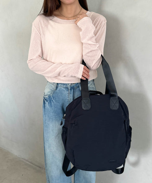 大容量 3WAY丸形バックパック マザーズバッグ トートバッグ | MD1256006 | ブラック