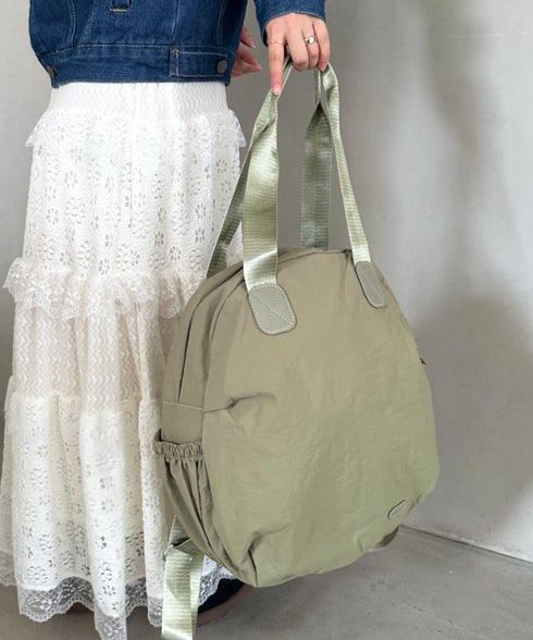 大容量 3WAY丸形バックパック マザーズバッグ トートバッグ | MD1256006 | カーキ