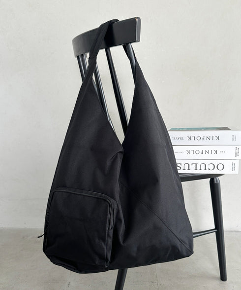 【A4収納可】ワンハンドル外ポケット付きトート ユニセックス | MD1256007 | ブラック