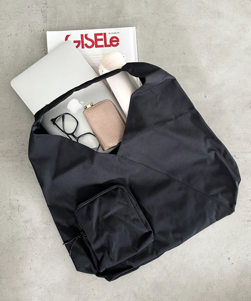 【A4収納可】ワンハンドル外ポケット付きトート ユニセックス | MD1256007 | ブラック