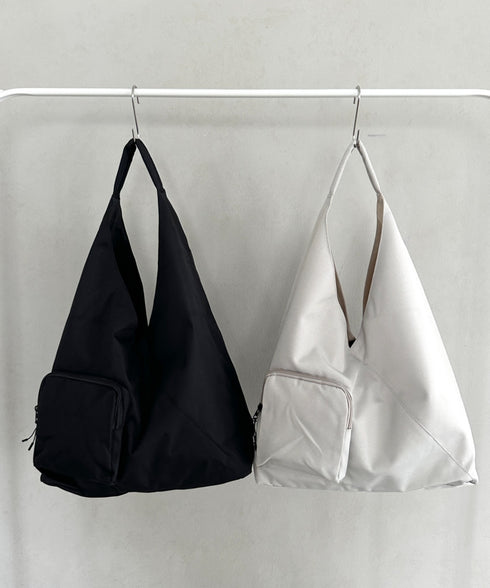 【A4収納可】ワンハンドル外ポケット付きトート ユニセックス | MD1256007 | ブラック