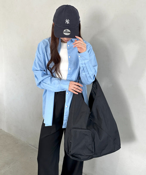 【A4収納可】ワンハンドル外ポケット付きトート ユニセックス | MD1256007 | ブラック