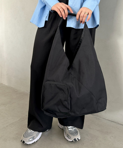 【A4収納可】ワンハンドル外ポケット付きトート ユニセックス | MD1256007 | ブラック