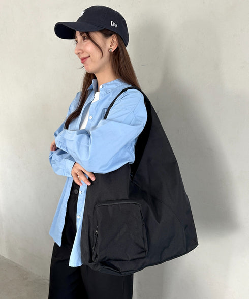 【A4収納可】ワンハンドル外ポケット付きトート ユニセックス | MD1256007 | ブラック