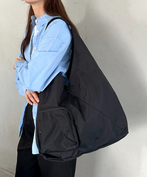 【A4収納可】ワンハンドル外ポケット付きトート ユニセックス | MD1256007 | ブラック