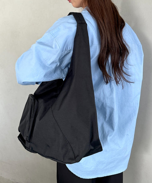 【A4収納可】ワンハンドル外ポケット付きトート ユニセックス | MD1256007 | ブラック