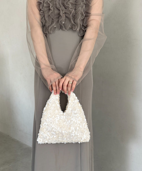 2WAYスパンコールハンドバッグ/ショルダーバッグ オケージョンバッグ パーティーバッグ | MD1256008 | アイボリー