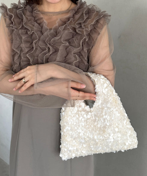 2WAYスパンコールハンドバッグ/ショルダーバッグ オケージョンバッグ パーティーバッグ | MD1256008 | アイボリー