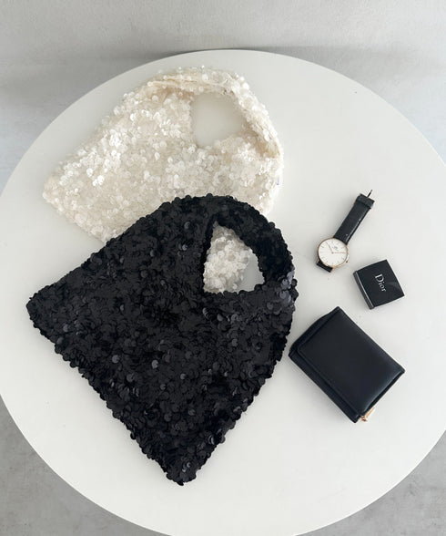 2WAYスパンコールハンドバッグ/ショルダーバッグ オケージョンバッグ パーティーバッグ | MD1256008 | アイボリー